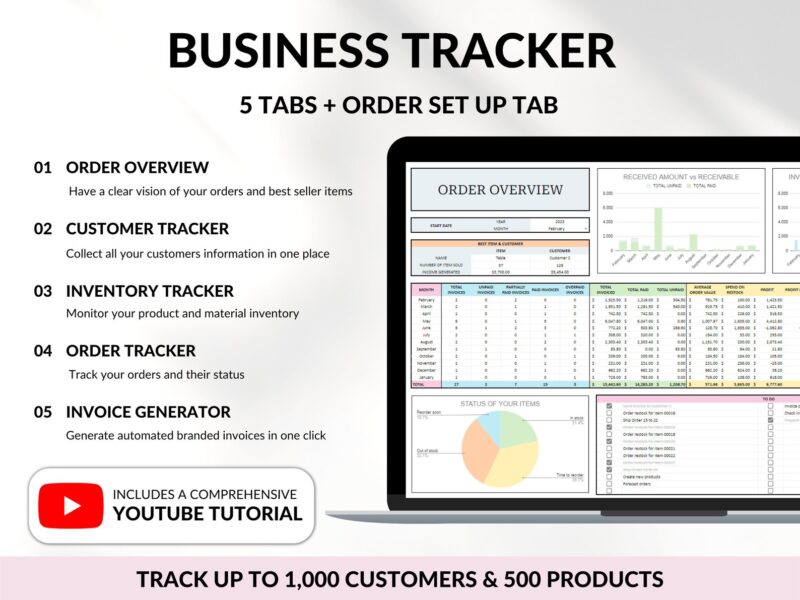 Small Business Tracker Spreadsheet Google Sheets Excel Inventory Template Customer Tracker Bookkeeping Template Order Tracker Sales Taxes - Image 5